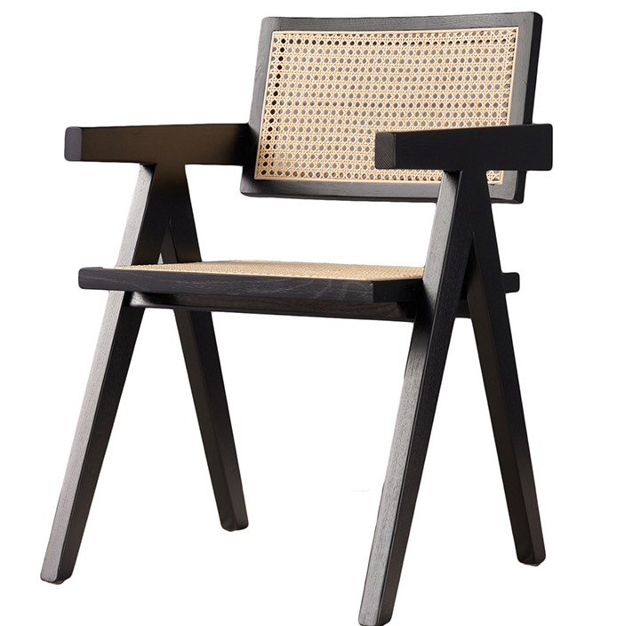 Rattan Dining Chair с Arms, Ash Black, Restaurant, Cane Wood, Hotel, Modern, Luxury, wholesale