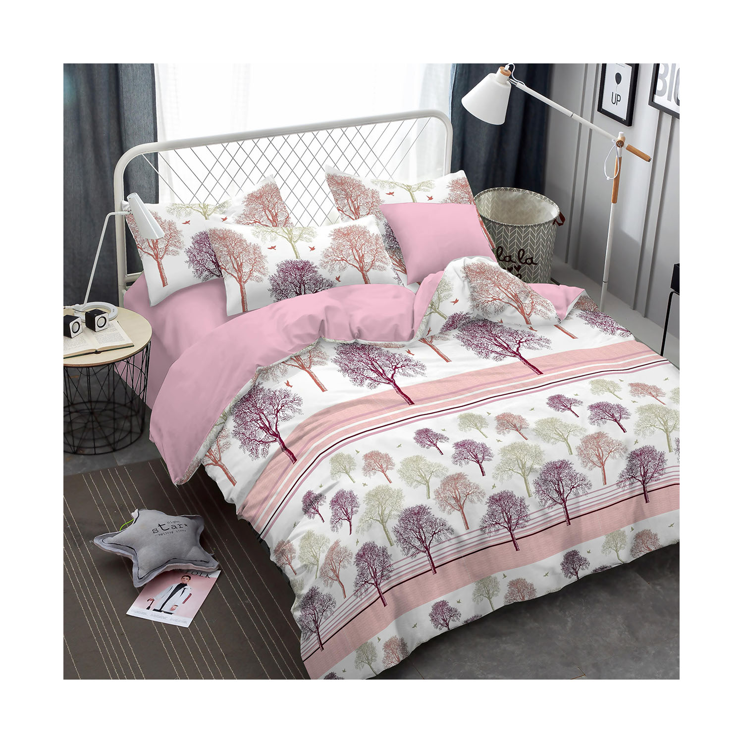 Wholesale custom light color 100%polyester floral print microfiber bedsheet textile fabric