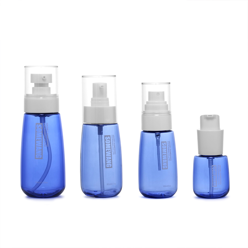 Wholesale Cosmetic Skin Care Kits in PETG Plastic Bottle with Pump Sprayer Screen Printed Packaging
