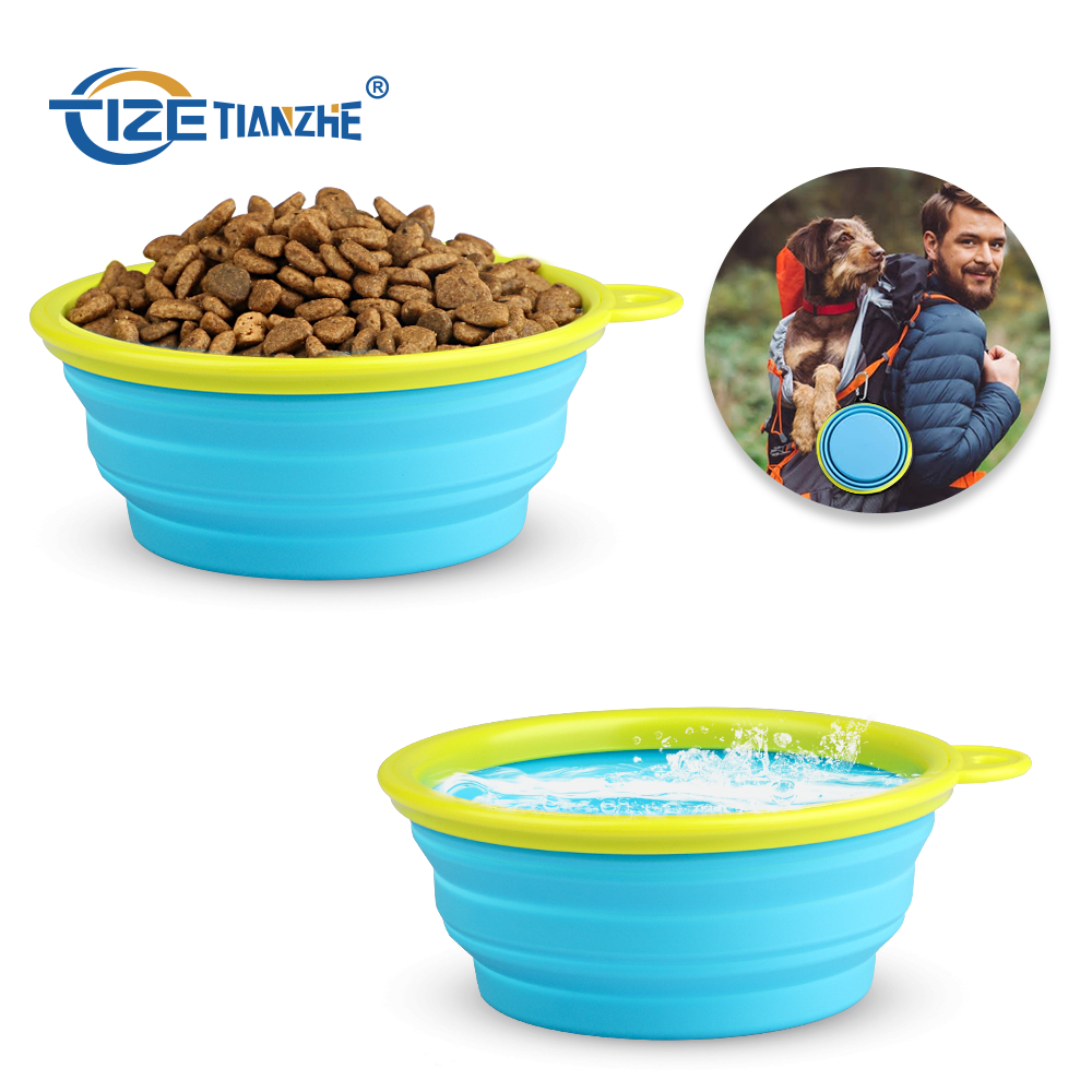 New Arrival Travel Camping Hiking Walking Dog Dish Bowl Collapsible Dog Bowl Pet Bowl with Carabiner Clip