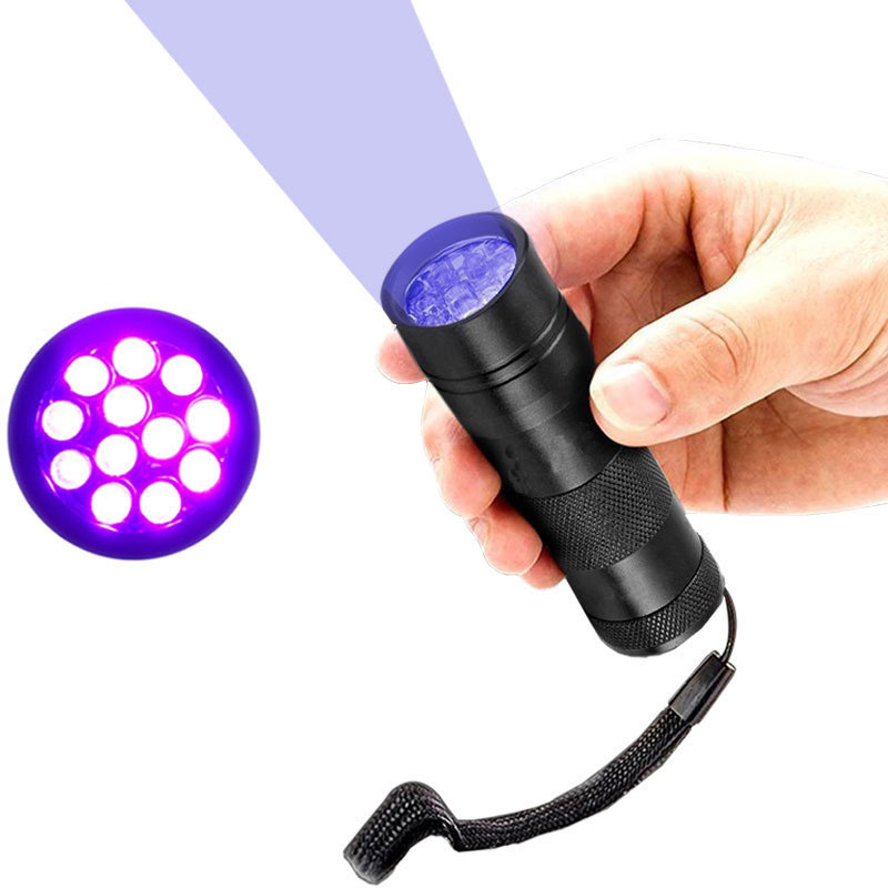 Waterproof Portable Aluminium 12 LED 395NM Mini UV Torch Black Light Small UV Flashlight