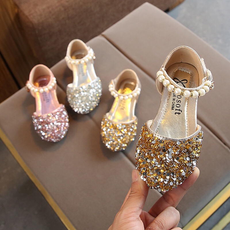 2020 Fashion design Soft soled Girls Beautiful sequins Rhinestone slippers for kids Princess baby sandals