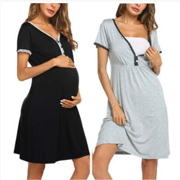 Newest design custom drop shipping women pregnancy nursing cover dresses short sleeve maternity clothing dress