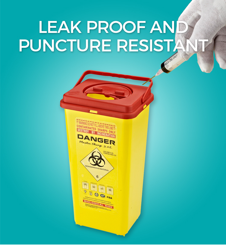 Hospital 5L Sharps Container Disposable Sharp Box Medical Waste Container