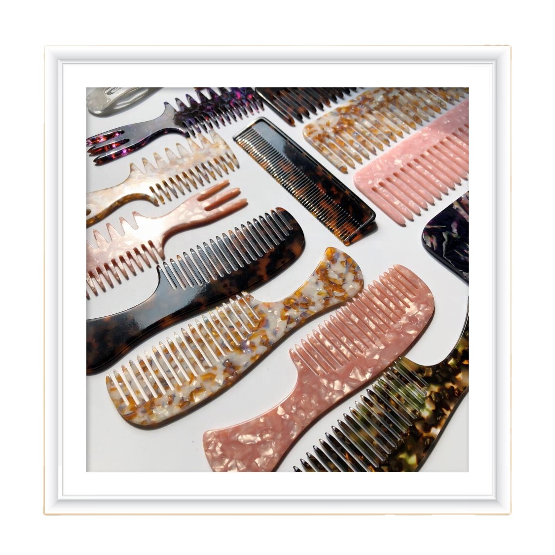 wholesale high quality Tortoise shell cellulose acetate hair comb and brushes customized plastic hair combs OEM factory