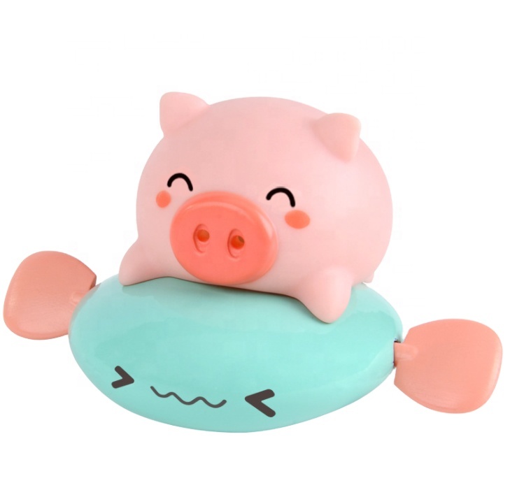 Hot Baby Bath Toys Pull Line Swimming Pig Toy Kids Spray Water Clockwork toys