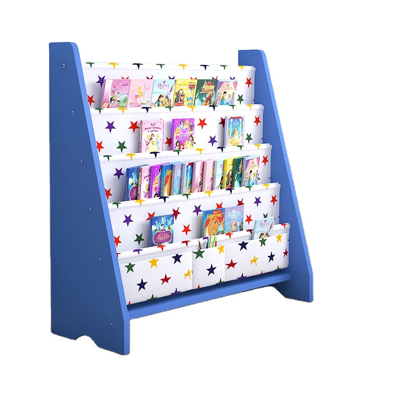spinning bookshelf Simple Kindergarten Children's Bookshelf Cartoon Solid Wood Floor-to-ceiling Household Bookcase Baby Shelf