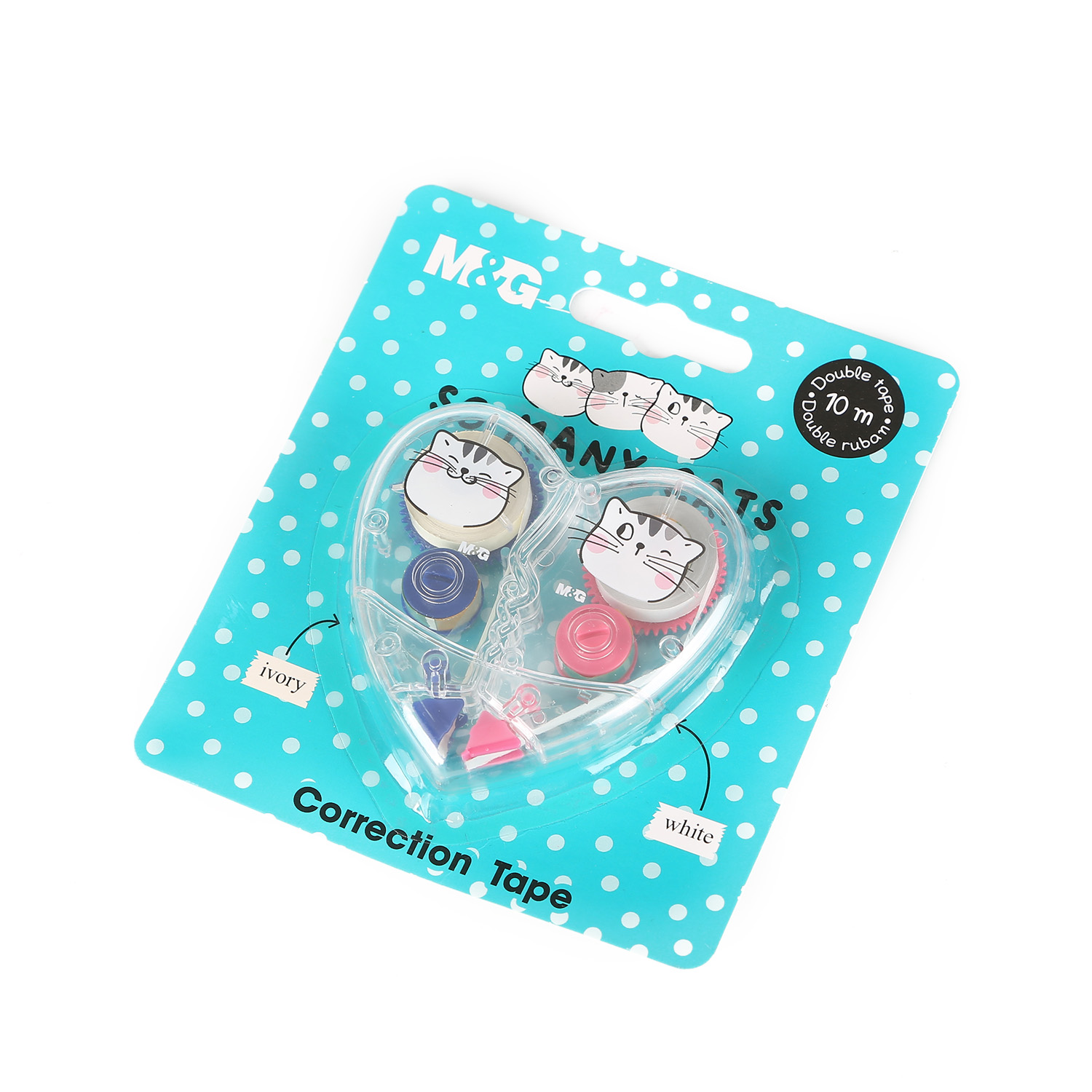 M&G Applies Dry Heart Shaped 10m *5mm Cute School Stationery Correction Tape for Kids