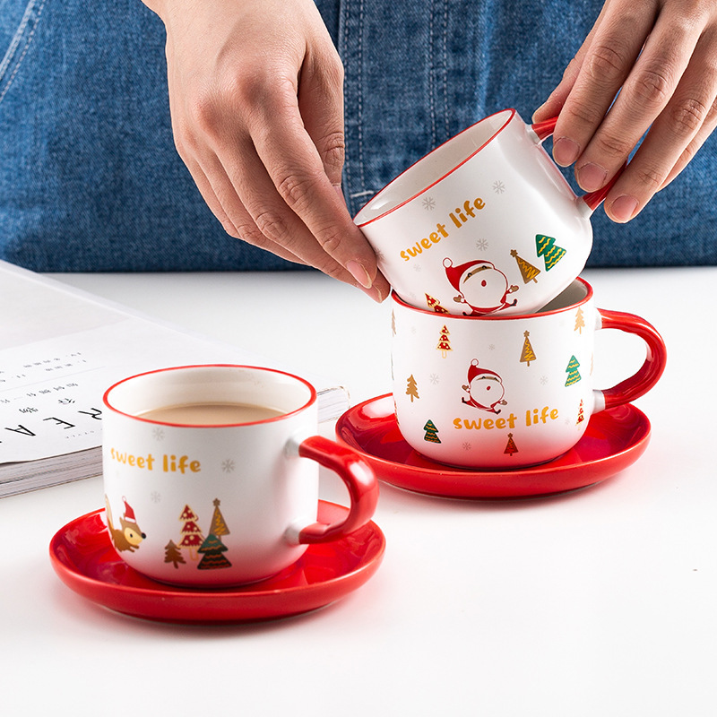 Hot Selling Santa Claus Ceramic Cup High Quality Cartoon Cute Christmas Mug Coffee Mugs
