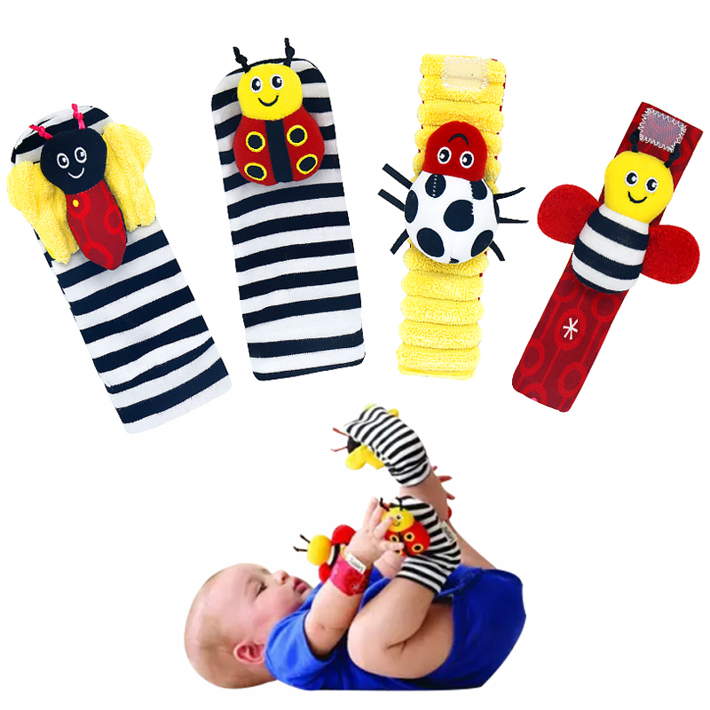 AUGLEKA 2021 Wholesale Newborn Birthday Gifts Toddler Baby Ring Bell Infant bed bell baby kids plush socks rattle Toy