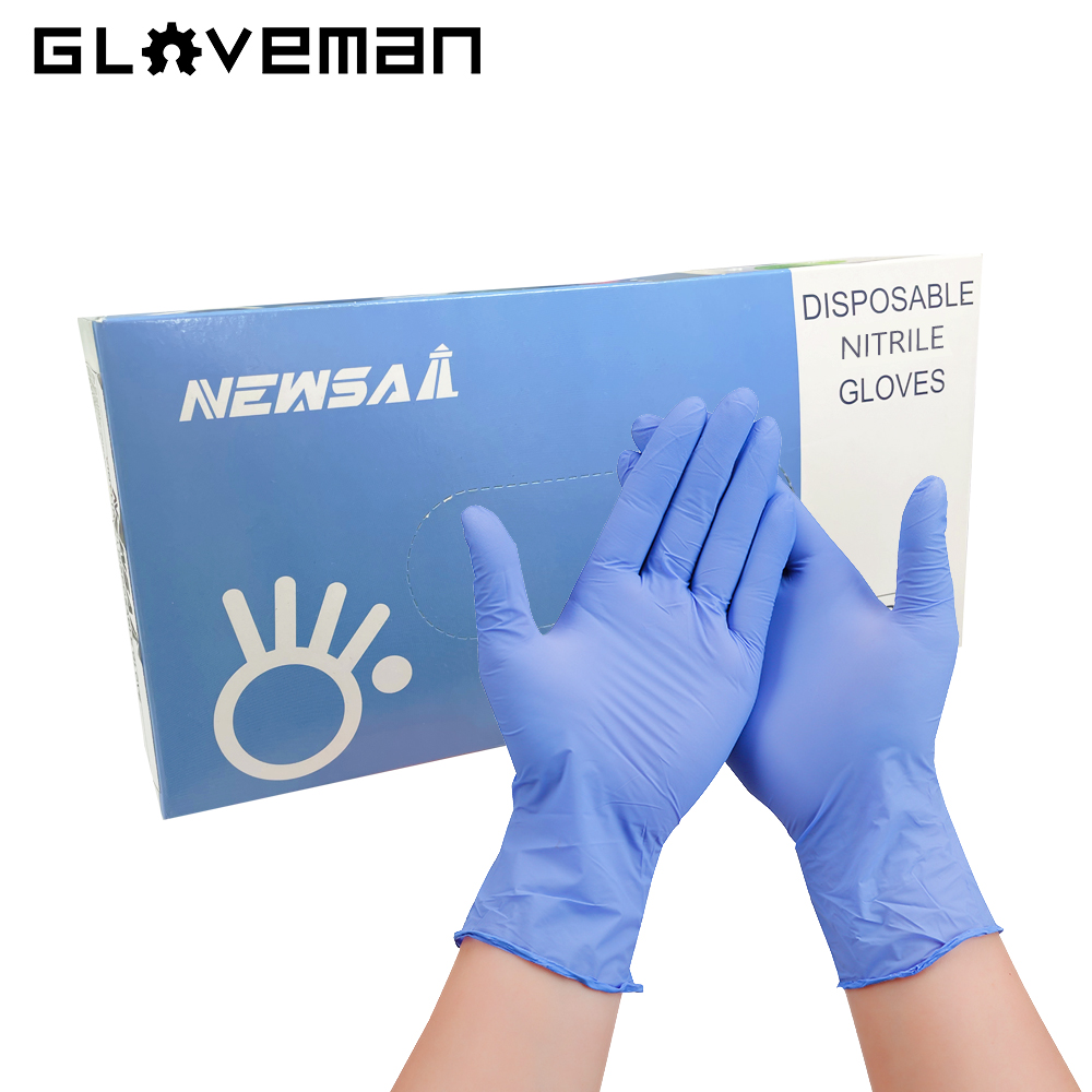 GLOVEMAN 100pcs boxes Latex Free Examination laboratory protective gloves powder free Non Sterile disposable nitrile exam gloves