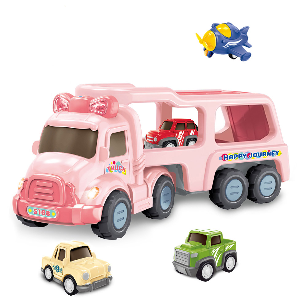 Dropshipping Educational Inertial Sound And Light Double-docker Car Assembled Transport Cars For Girls