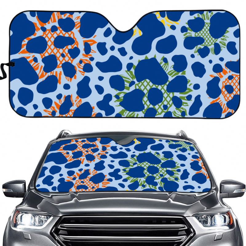 Car Sun Protection Sunshades Cow Pattern With Sunflower Printed Magnetic Car Sunshade Luxury Car Sunshade Retractable