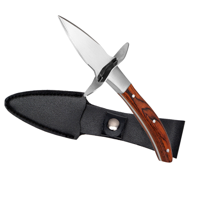 Stainless steel Shellfish Opener seafood knife with wooden handle