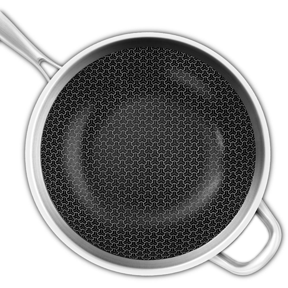 Tri-ply cookware etching pan 3-ply 30-32cm Honeycomb Stainless Steel Wok Non-stick Kitchenware