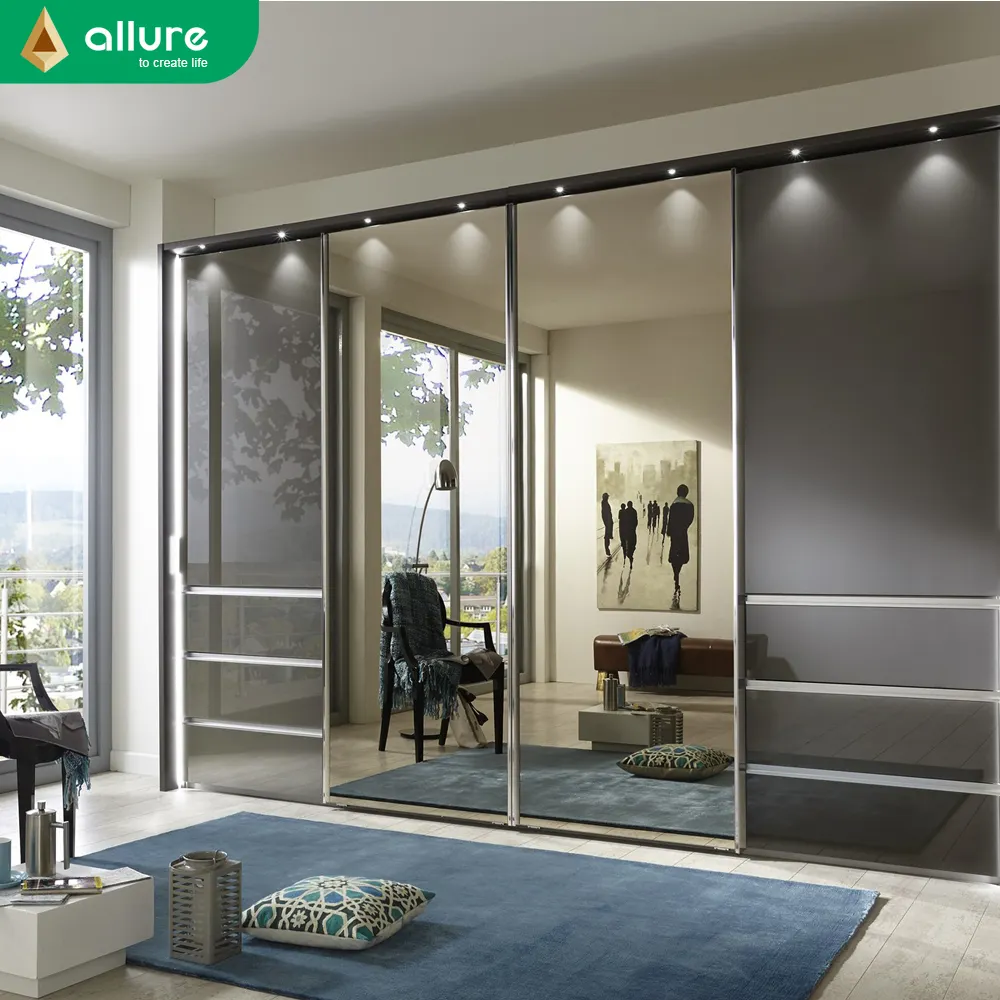 Allure cheap prices modern guangdong wooden storage bedroom furniture 4 sliding door wardrobes for cloth