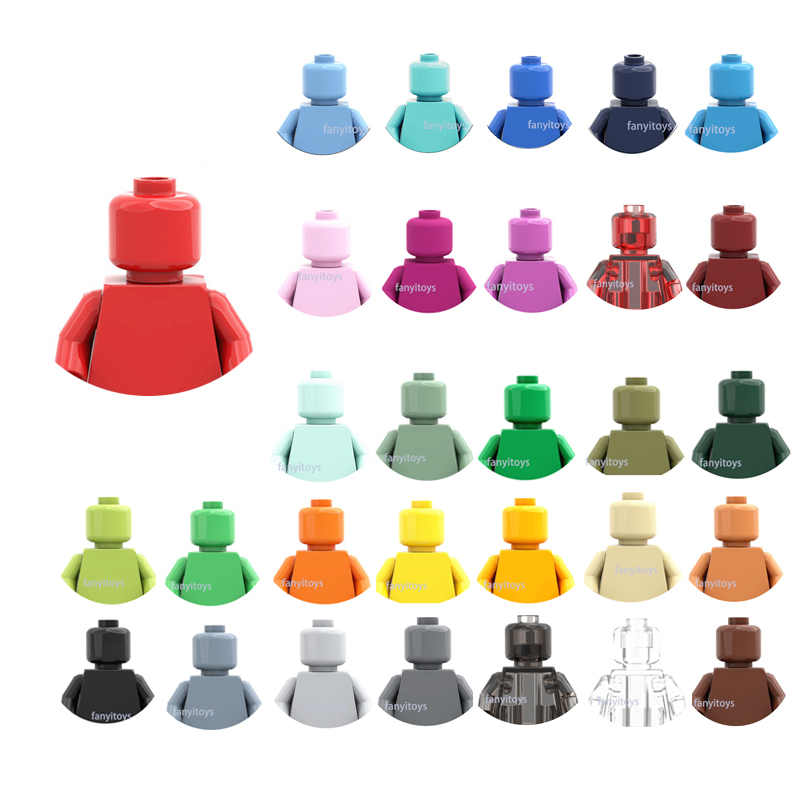 Classic Blank Unprinted Pure Color Plain Figure MOC Minifigs Building Blocks Bricks Mini Action Figures
