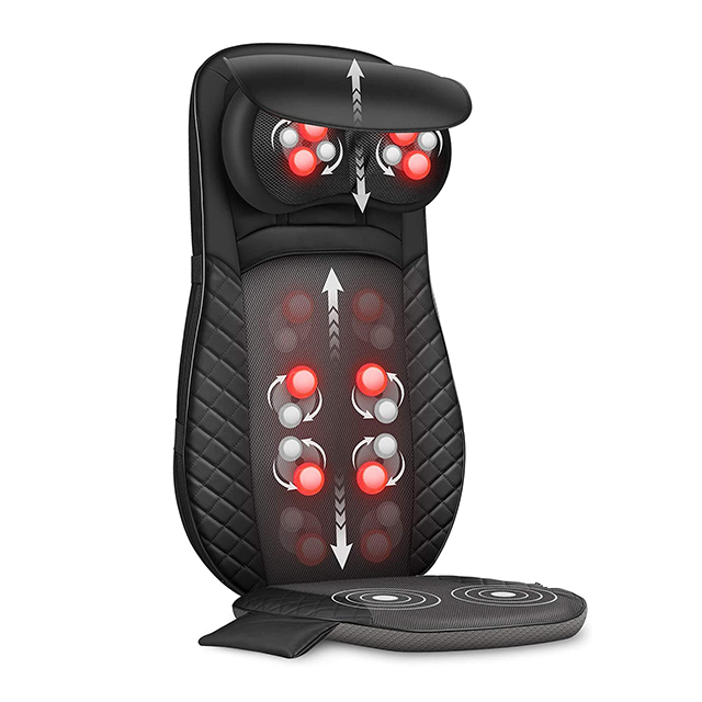 Массажер для шеи и спины Shiatsu с термомассажерами для шеи и спины, глубокие ткани, регулируемые узлы шиацу, массажное кресло для всего тела