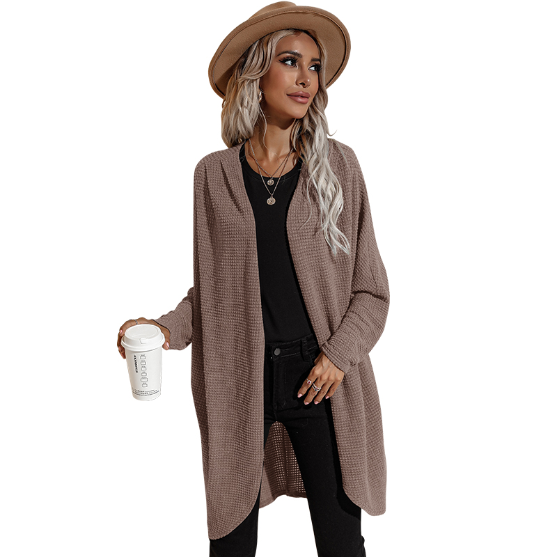 Autumn winter new style jacket women's solid color mid-length long-sleeved knitted cardigan plus size sweaters