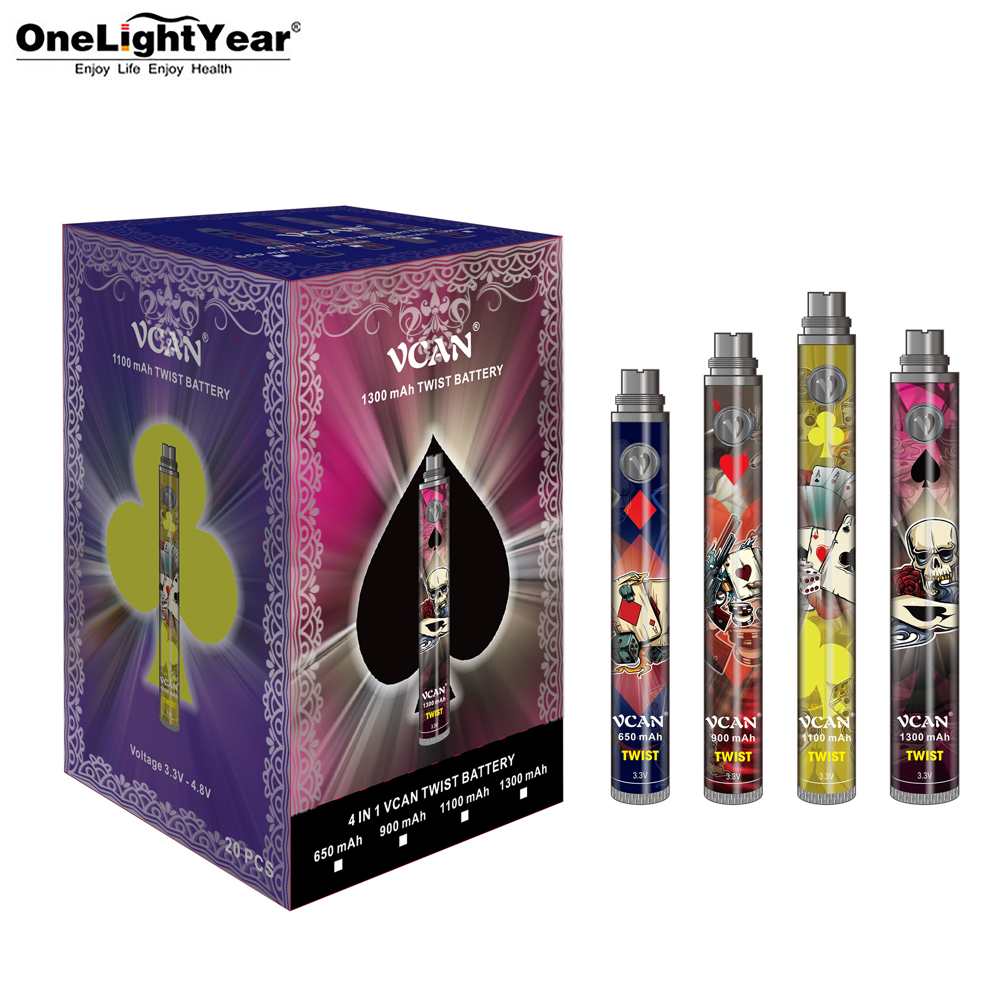Newest cbd twist battery 510 tready adjust voltage vape pen 650/900/1100/1300 Mah