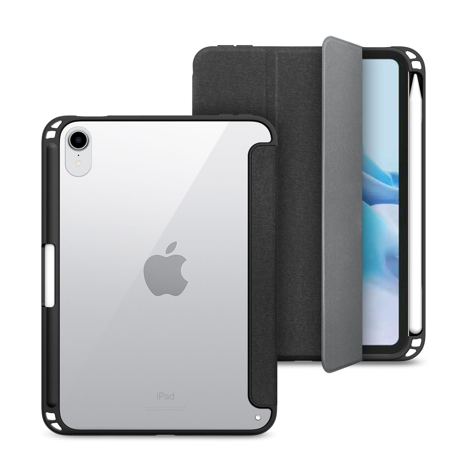 2021 Latest Release PU Cover Folding PC Back Cover Transparent Anti-Fall Protection Tablet Case For iPad Mini 6 2021