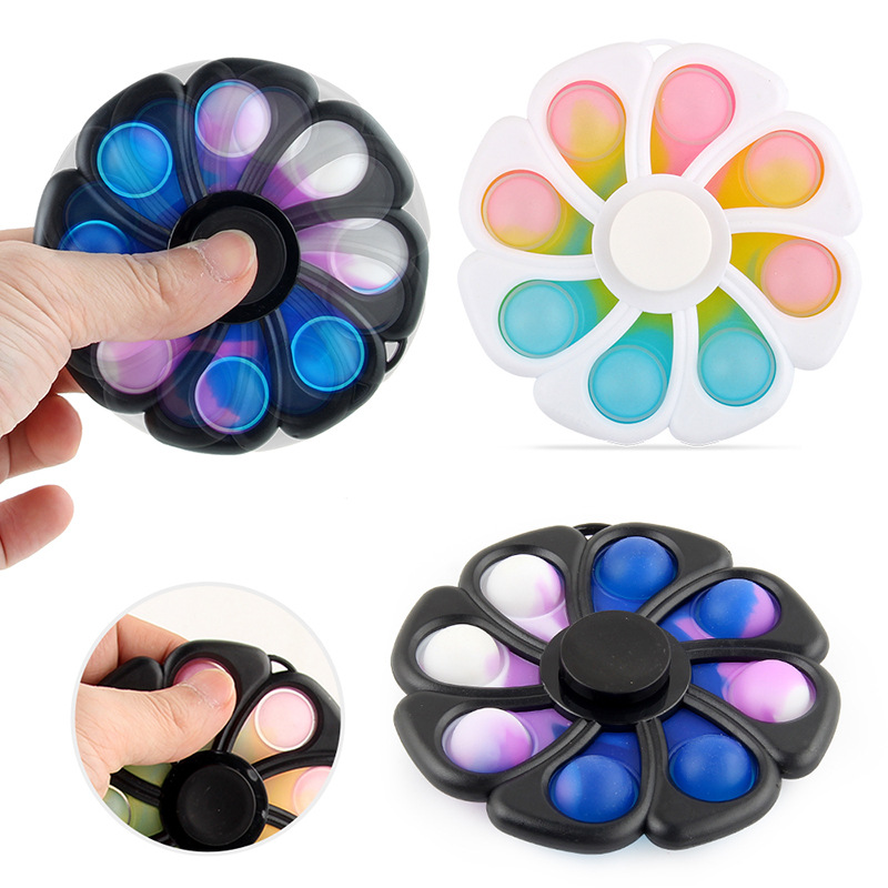 Fashion flower fingertip decompression fidget bubbles kids toys gyro spinning tops