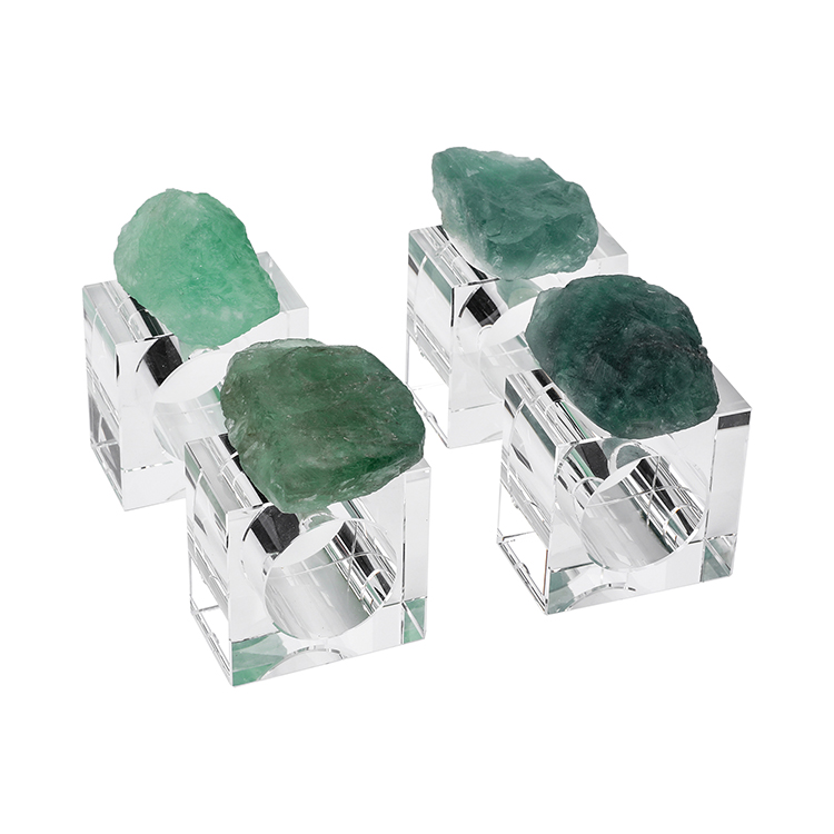 4pcs per Box Luxury Christmas Crystal Green Fluorite Napkin Rings Wedding Table Decoration