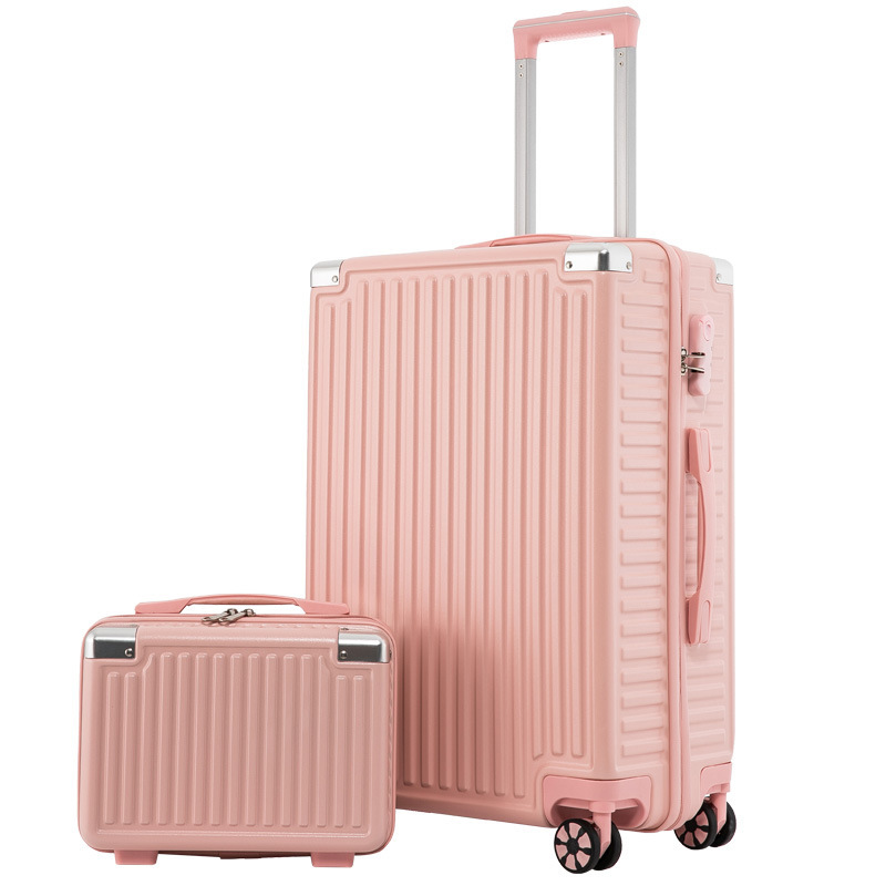 2024 new fashion trolley case female students luggage zip suitcase leather case 24 inch 26 travel luggage sets 3 piece