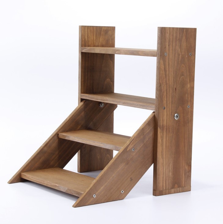 Hot selling mini 4 layer wooden succulents flower stand shelf ladder type