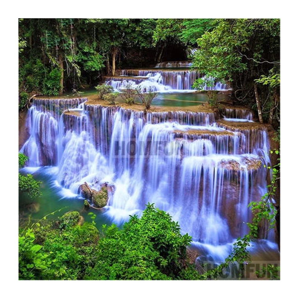 Factory Wholesale 5d Diamond Painting Waterfall Landscape Cross Stitch Kit Embroidery Rhinestone Drills Wall Art Canvas Painting