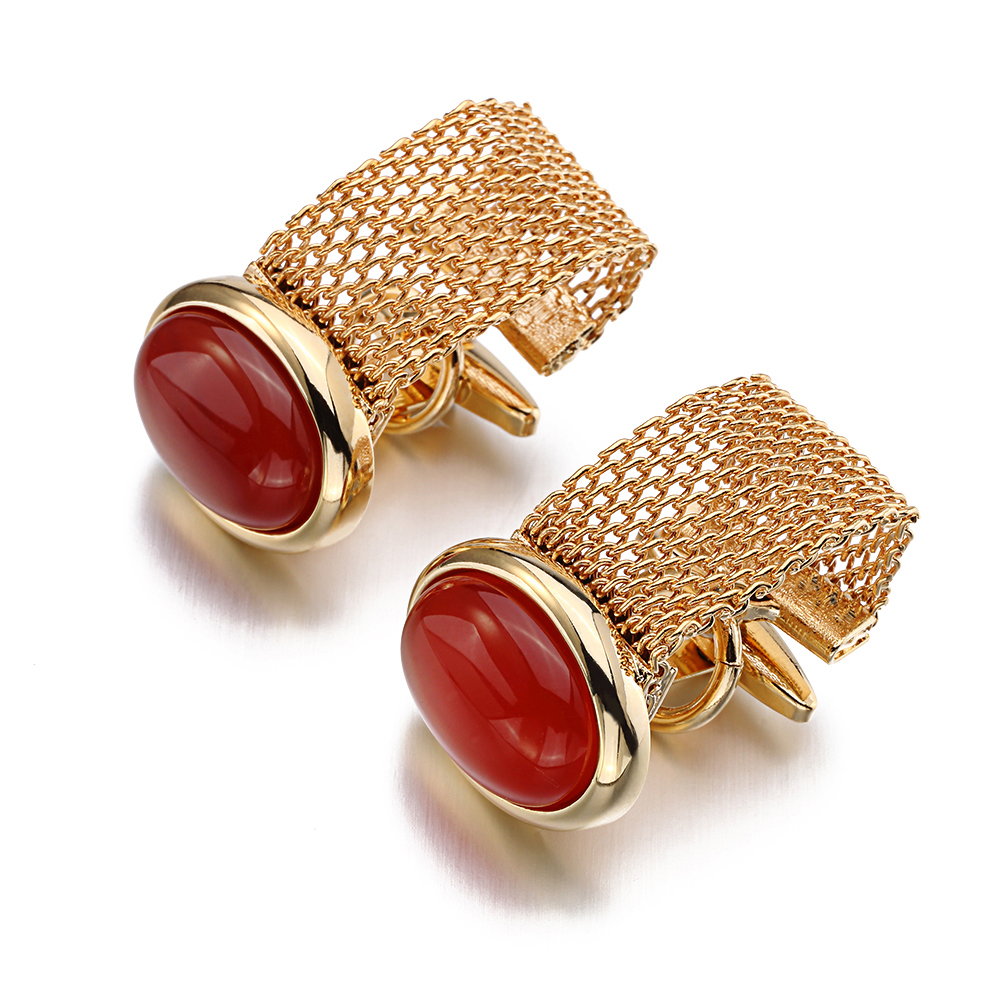 OB Jewelry-классические мужские украшения, оптовая цена, запонки из меди и Красного Натурального Камня для мужской рубашки