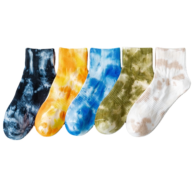2021 autumn/winter new hot selling cotton women's socks tie-dye series of literary personality for women's socks