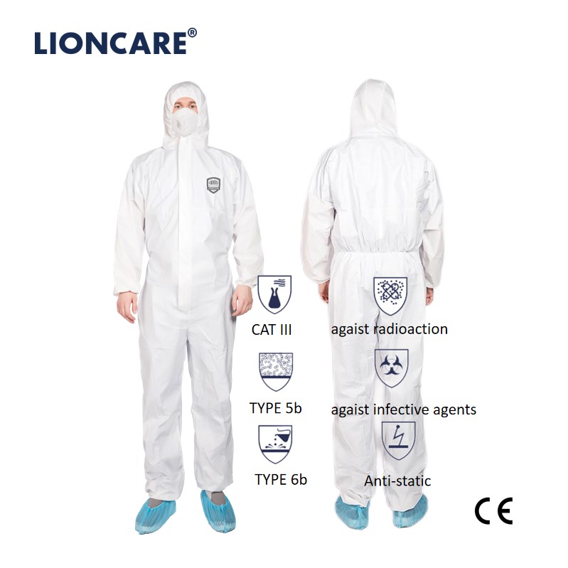 PPE EN14126 TYPE 5 6 Medical Healthcare Disposable Protective Coveralls