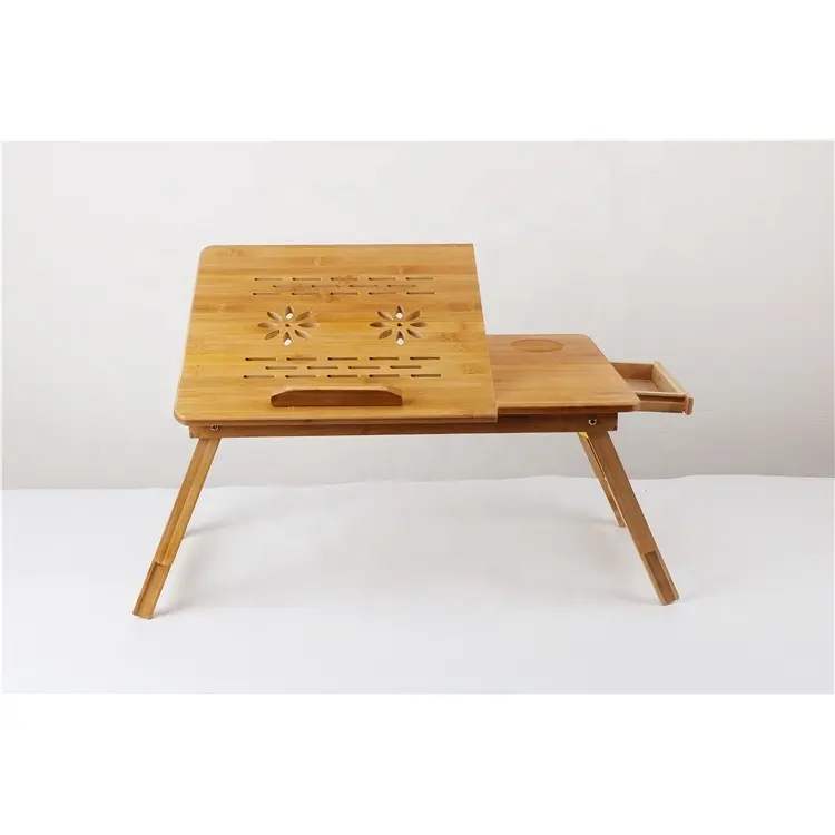 2021 best selling bamboo adjustable laptop table bed computer desk