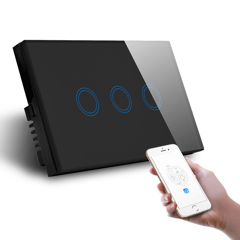 3 Gang сенсорный экран Смарт Wi-Fi световые дома, отеля, электрические выключатели стены