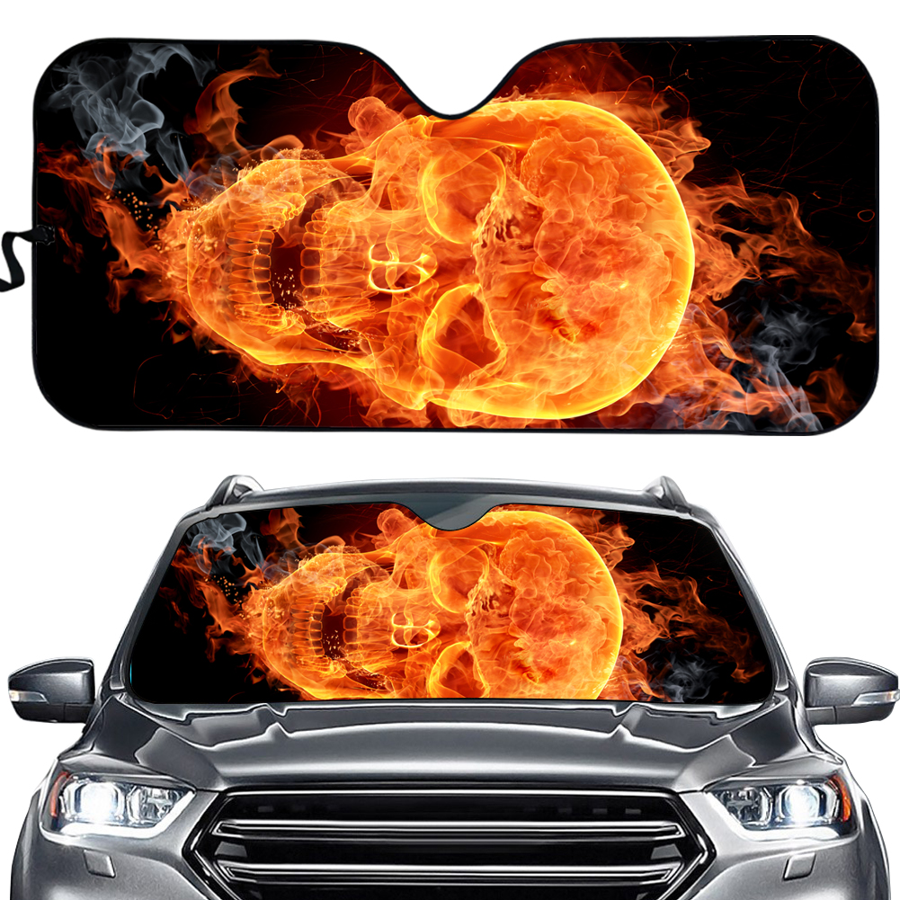 Most Of Cars Uv Protect Animal Wolf Dog Skull Printed Front Auto Windshield Sun Visor Custom Design Car Sun Shade Sunshade 3d