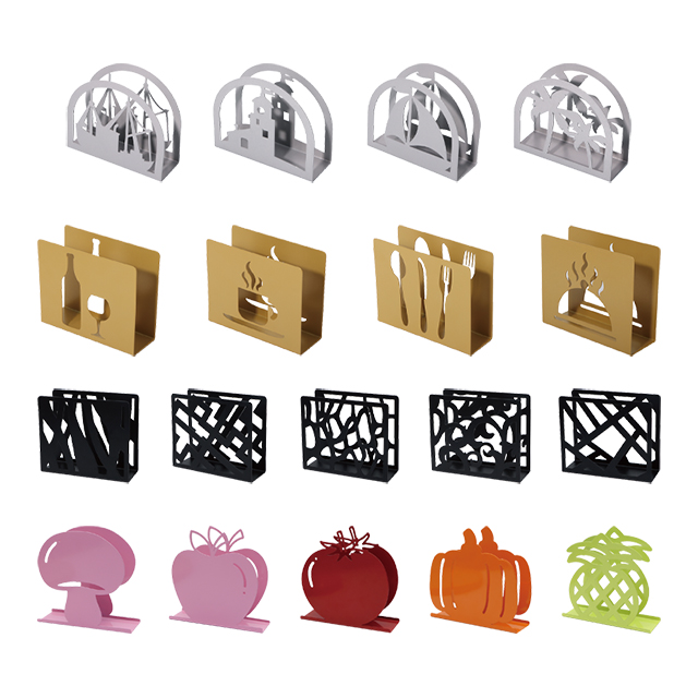 BSCI Manufacturer Free design sample Custom variety shaped Tissue Holder Table metal napkin paper holder