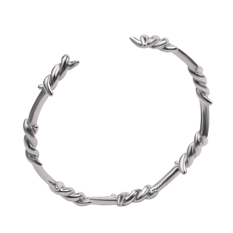 Men Opening Bangle Thorns Wire Pulsera Titanium Steel Geometric Bracelet Bangles Sleeve Barbed Jewelry Hip Hop Bangle