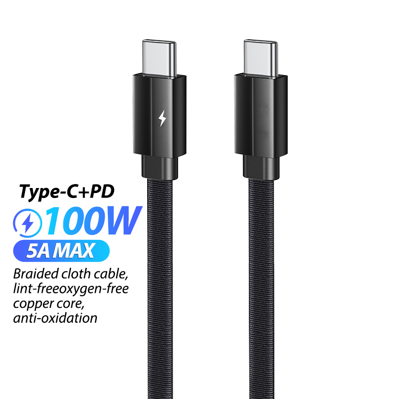 100 Вт Плетеный тип передачи данных Usb Pd источник питания для телефона 5A Тип C к Type C кабель передачи данных