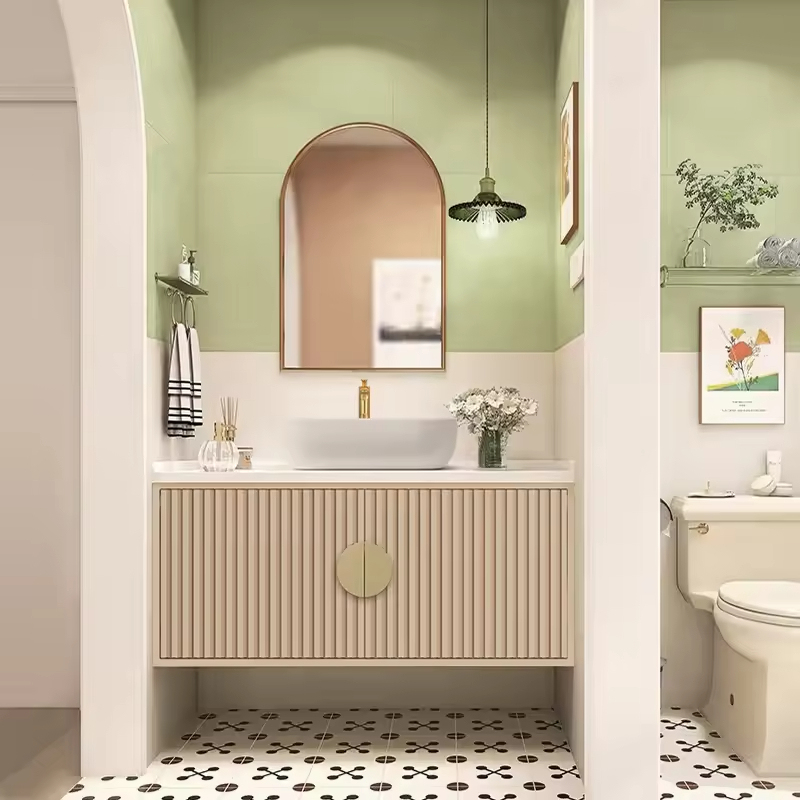 Waterproof Light Luxury Style High End Custom Bathroom Vanity with Sink Wall Mounted Bathroom Cabinet