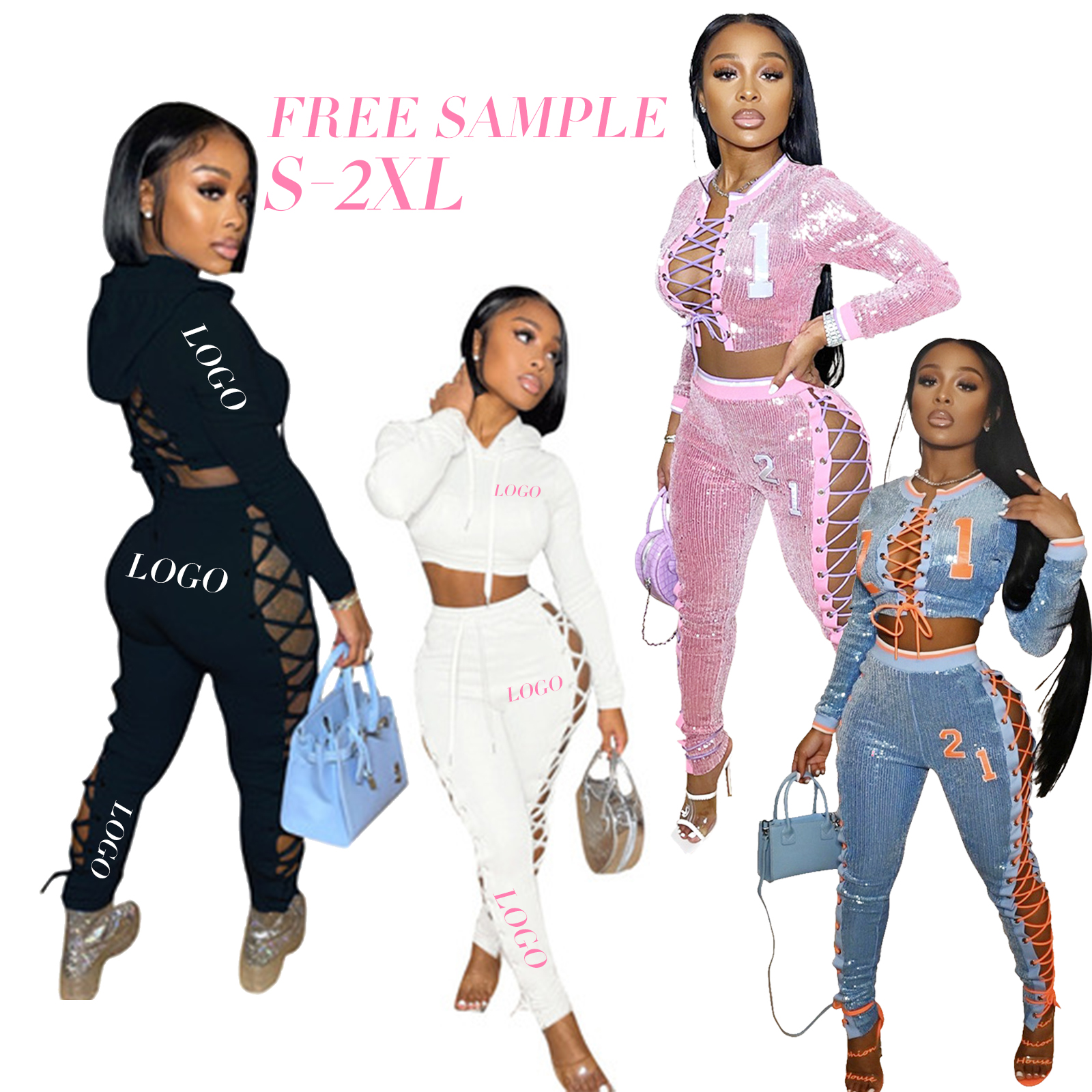 2021 New Two piece Pants set gold velvet cropped long sleeved flared pants women sports two piece set