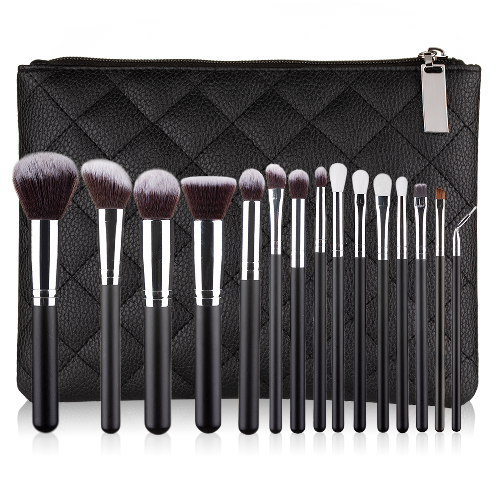 High Quality Professional Private Label 15pcs makeup brush travel sets with brush case