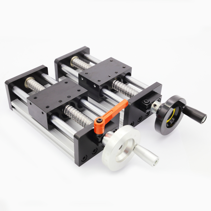 Dual optical axis linear guide sliding table, manual ball screw, precision micro-small one-cross lifting hand wheel module
