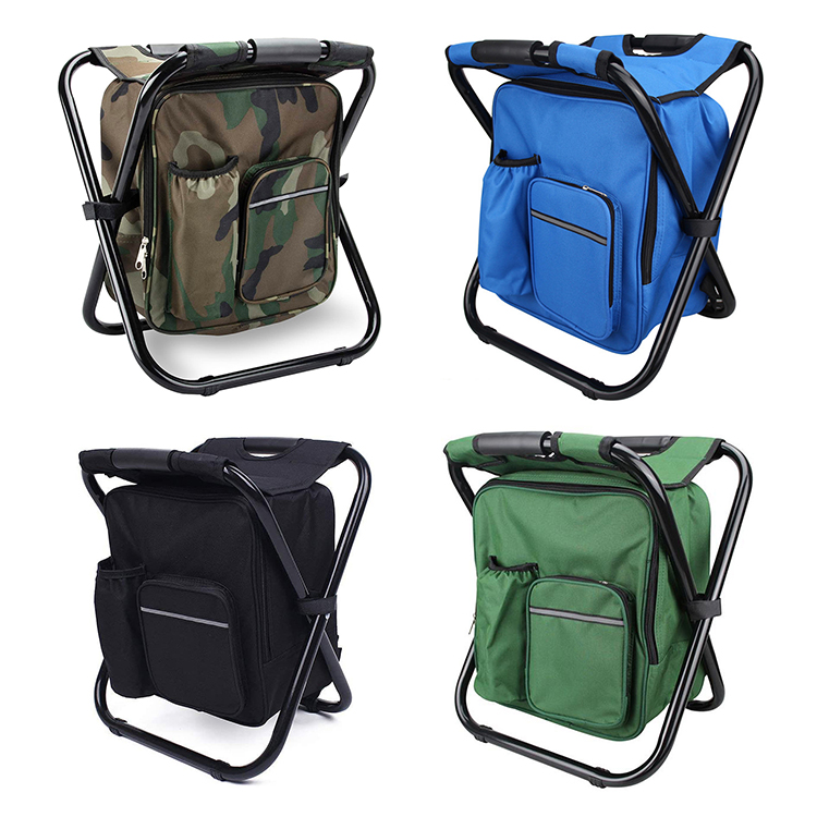 Waterproof 600D Woven Dense Cloth Multifunctional Folded Backpack Ice Chair With Insulated Cooler Bag And Chair