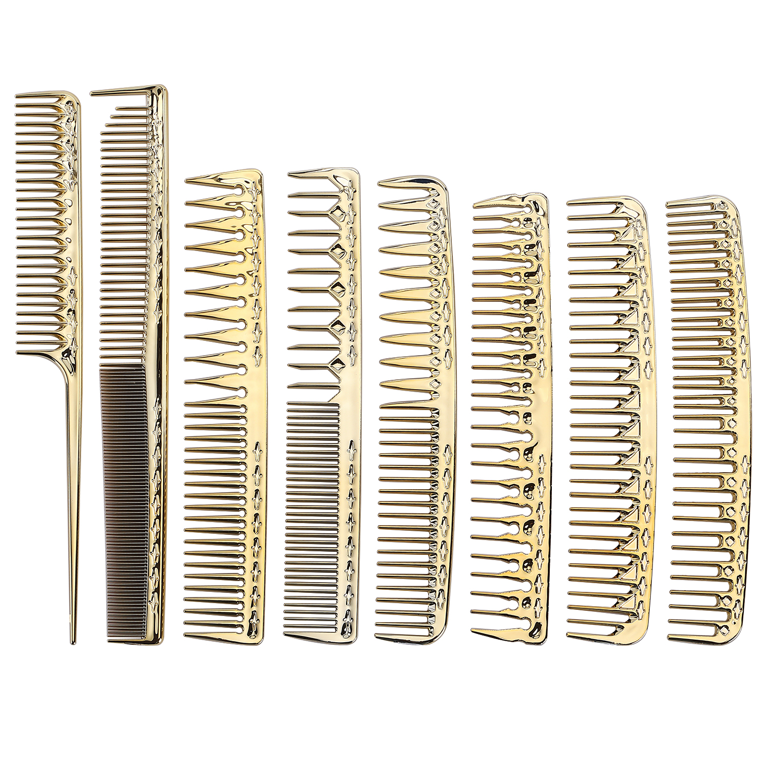 Hair Salon Bend The Comb Electroplating Process Detangler Hair Pick Big Wide Tooth Comb For Salon