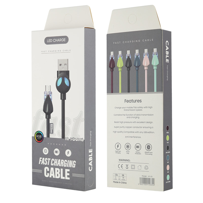 Factory Wholesale Micro USB cable 1 ampere micro usb cable LED light line
