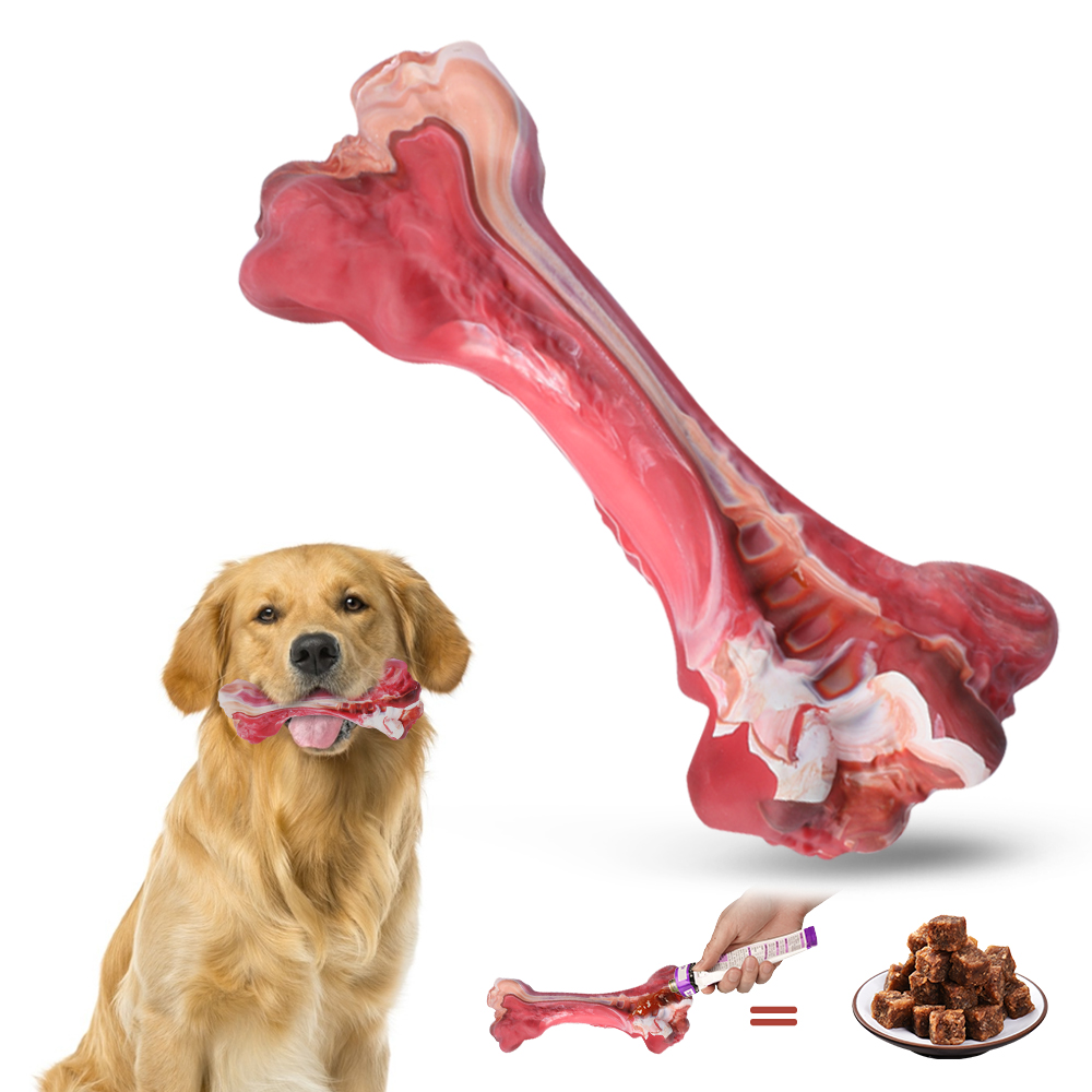 POP DUCK Ultra Durable Non-Toxic Dog Chew Toys Feeder Teeth Cleaning Aggressive Rubber Dog Bone Toy Dog Chew Toy