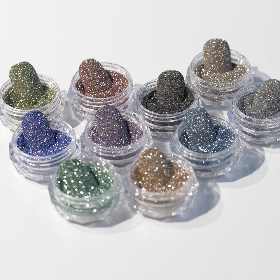 2021 New Colorful Diamond Nail Glitter Mirror Powder Nail Art Pigment Glitter Sugar Powder