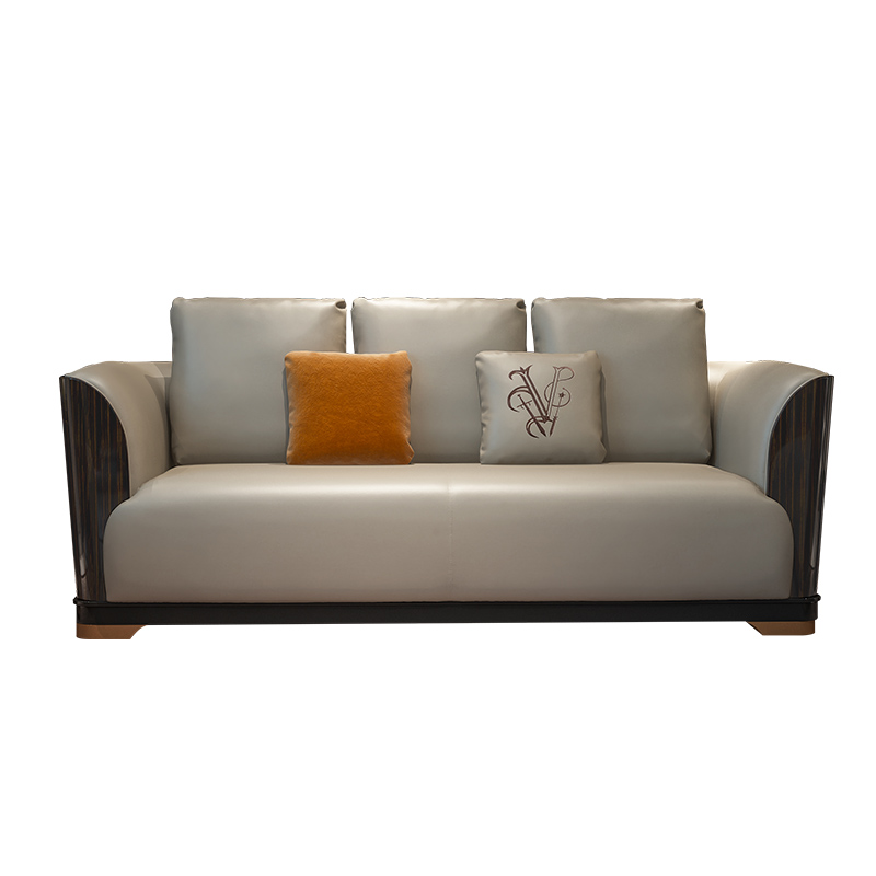 New Chinese style combination furniture black gold wood color fabric living room corner solid wood sofas