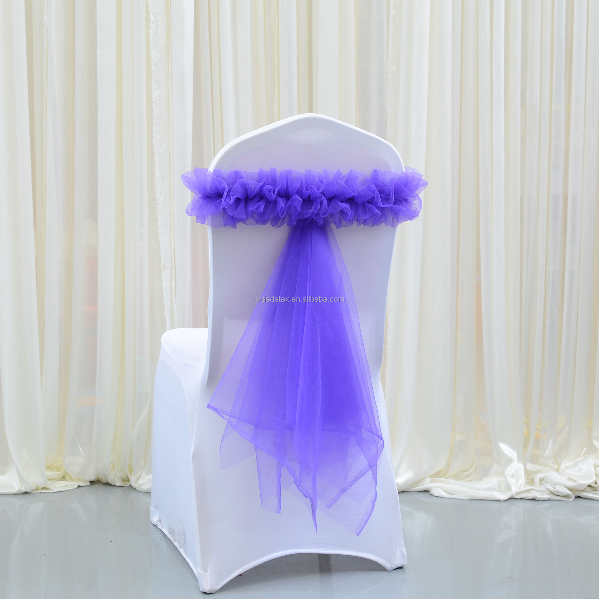 Elegant Nylon Tulle Solid Color Elastic Universal Wedding Happy Birthday Boy Girl Chair Sash Covers